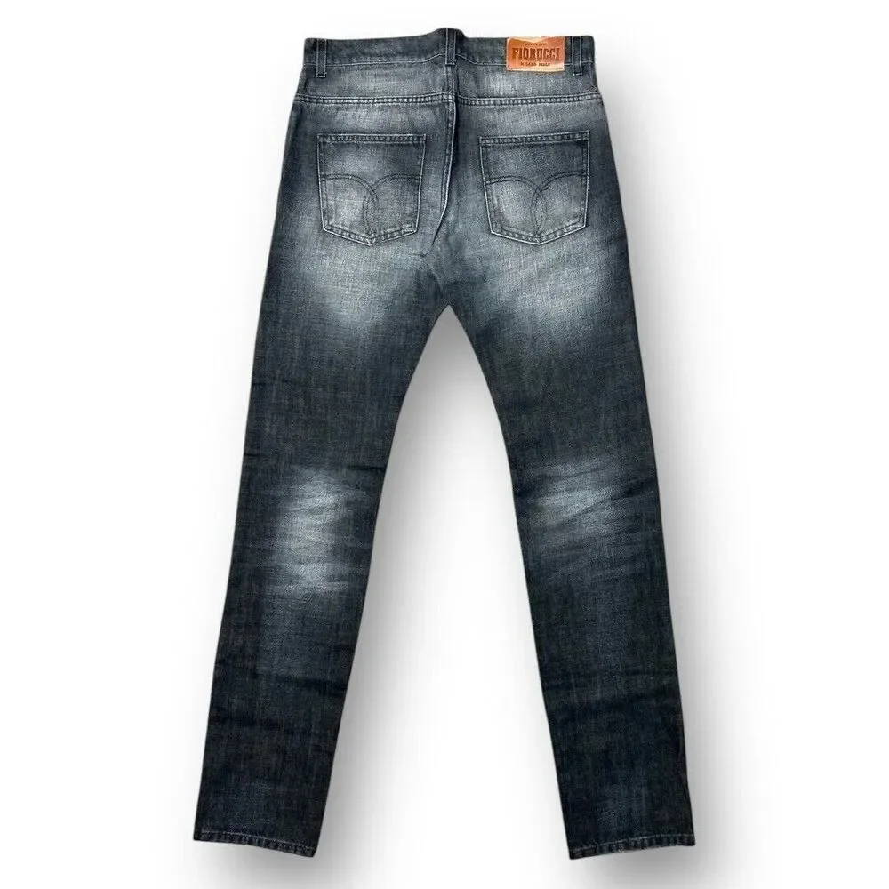 Fiorucci Ittierre Black Faded Italian Denim Jeans Straight Leg Rare Find Mens 32